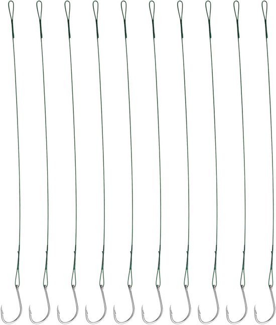 Allecto - Vishaken - Koolstofstaal - Offset Wormhaken - Zoetwater Zoutwater Vissen - Wire Leader Rigs - Geschikt voor alle visliefhebbers - Zilverkleurig - 40 stuks met Prikkeldraad - Lengte 200mm - Hoge kwaliteit en duurzaamheid.