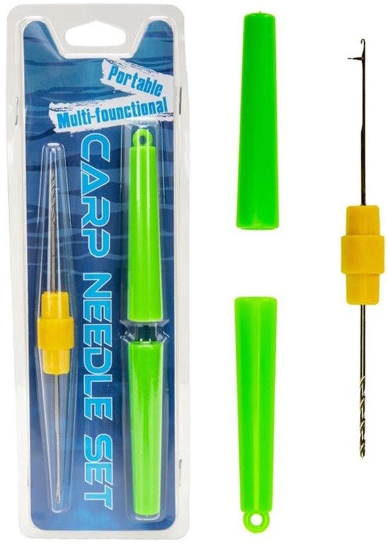 Allecto - Viskarper - Aasnaald - Roestvrij - Dubbelhoofdig - Carbonstaal - Herbruikbaar - Beschermhoes - Viskarpervissen - Zwart-Rood - Voor Lokaas... van Merkloos