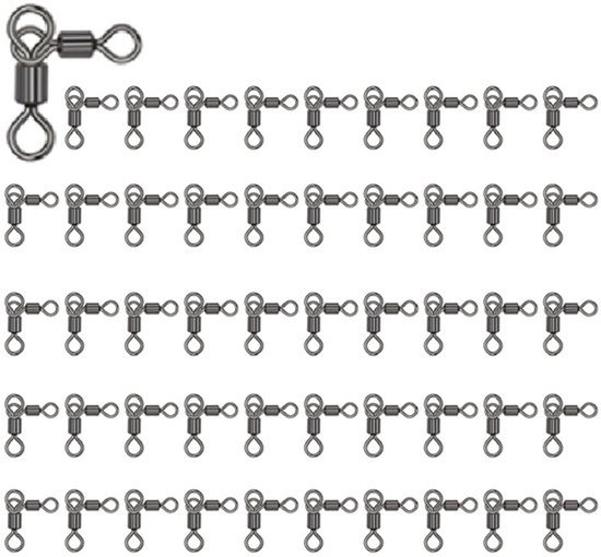 Allecto - Vissen 3-weg wartels - 50 stuks - Heavy Duty visgerei haak
