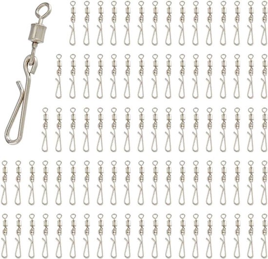 Allecto- Vissen Snap - Rvs - Zoutwater - Vissen Swivel - Kit - Connector - Hoge Sterkte - Swivel - 100 Stuks - Geschikt voor - Zoutwater Vissen - Zilver - 0.07 Inch. van Merkloos