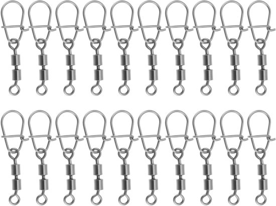 Allecto- Vissen Snap Swivels RVS - Connector 20 stuks - Zwart - Lokken Pin - Voor Platform Vissen - Zeevissen Zoetwater - Geschikt voor divers Vissers Gear - Zwart Model