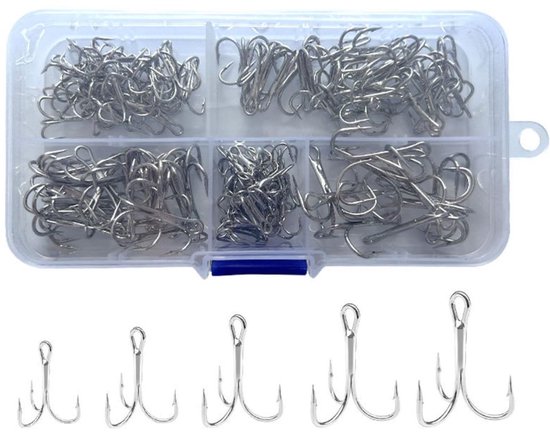 Allecto - Vissershaken - Carbon Staal - Treble Haken - Sterk en Duurzaam - Maat 2# 4# 6# 8# 10# - Geschikt voor Zeevissen - Zwart van Merkloos