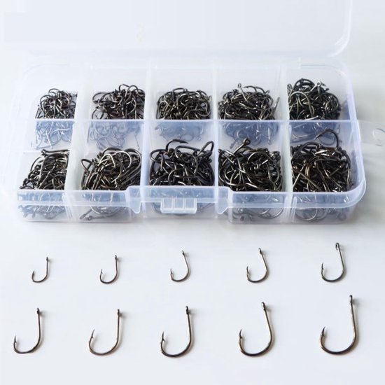 Allecto - Visshaken - Sterk en Scherp - Roestvrij Carbon Staal - Maten 3 t/m 12 - Perfect voor vissen - 500 PCS - Geschikt voor zoet- en zoutwater van Merkloos