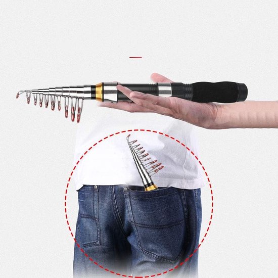 Allecto- Vistent - Hengel - Lichtgewicht - Rood - Beginners - Zeevissen - Geschikt voor Zout water en Zoetwater - Mini-tas - Hengel voor beginners. van Merkloos