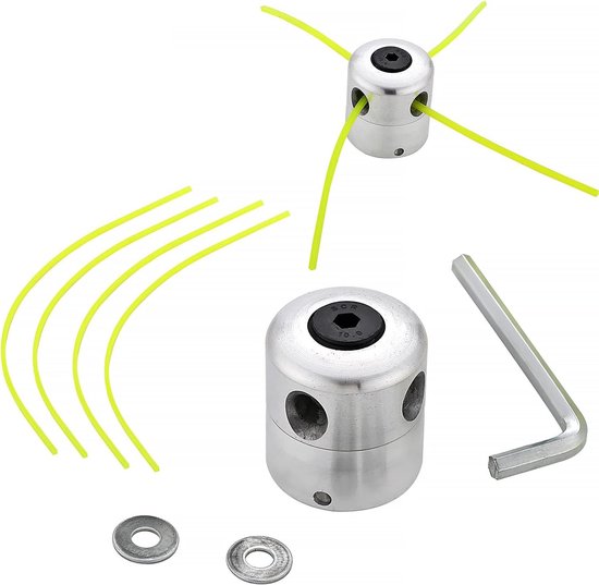 Aluminium draadkop voor grastrimmers met spoel en nylon draad, dubbele draadkop voor motorzeis en bosmaaier met 4 draden, ideaal voor tuinonderhoud