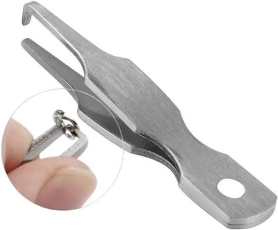 AMZfishing Mini borgringtang | tang voor borgringen | splitringtang | tang voor splitringen | vissertang | hengeltang | ringtang vissen | gadget vissen (1, zilver)