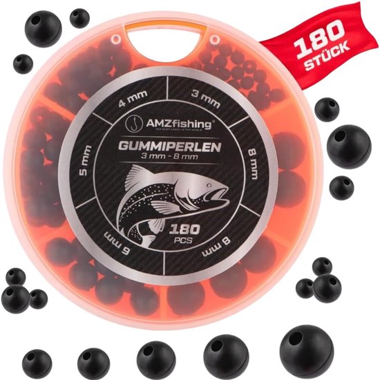 AMZfishing NEW Rubber Beads Set 3mm-8mm - 180pcs - Rubber Stoppers Fishing - Fishing Stopper Beads - ShopVlot