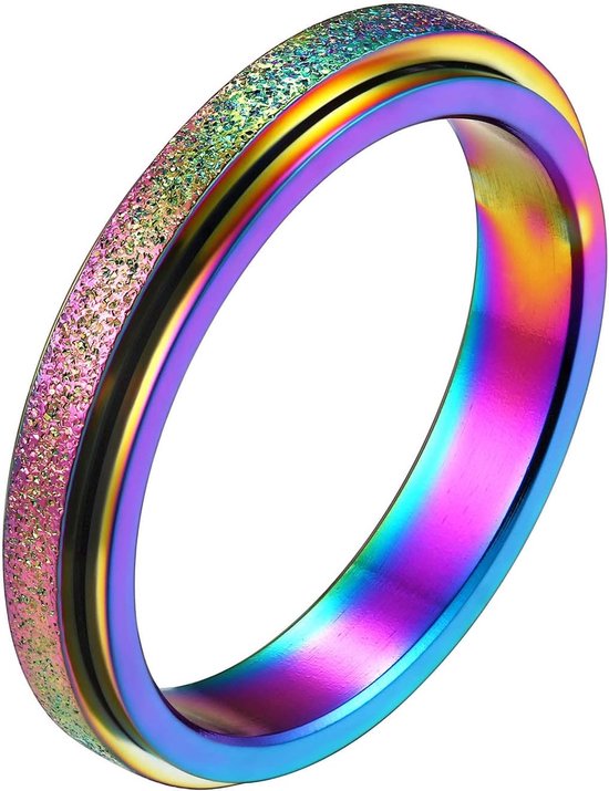 Anti-stress-ring voor heren, draaiend, matte ring, trouwring, heren, roestvrij staal, Vikingsieraden, heren en dames, 4/6 mm, breed, kleur: zilver/goud/zwart, maat 54 - 71,5