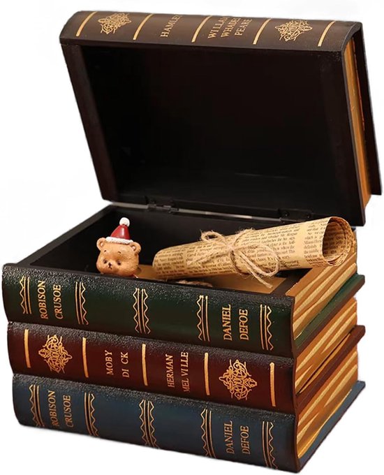 Antiek Boek Snuisterij 7,9 x 6,2 x 5,5 inch Samll Vintage Getextureerde Overdekte Desktops Nep Boek Opbergdozen Kantoor Rekwisieten Boeken Decoraties