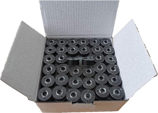APB-60S2 Voorgewonden spoeltjes, Size A, zwart, 144 stuks | Size A/Class15/SA156 kunststof zijkanten, 60S/2 #90/50WT zwart voor borduurwerk; compatibel met Brother, Babylock, Janome