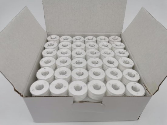 APW-40S2 Voorgewonden spoeltjes, Size A, wit, 144 stuks - Size A/Class15/SA156 kunststof zijkanten, 40S/2 #60/34WT wit voor naaien & quilten; compatibel met Brother, Singer