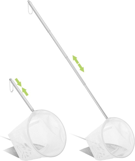 Aquarium Net - Visnet Set - Water Planten Onderhoud - Uitschuifbaar Handvat - 8 cm - Wit