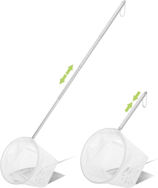 Aquarium Net - Visnet - Waterplanten Verwijderen - Uitschuifbaar Handvat - 8 cm - Wit