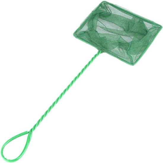 Aquarium Schepnet - Visnet Bak - Vissen Vangen - Met Ophanghaak - 43cm Lengte - Groen