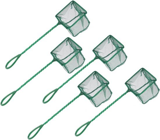 Aquarium Schepnet - Visnet Garnalennet - Vissen Vangen - Verstevigd Roestvrij Staal - 30x19.5cm - Groen van Merkloos