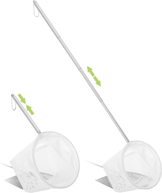 Aquarium Visnet - Klein Schepnet - Waterplanten Verwijderen - Uitschuifbaar Handvat - 8 cm - Wit