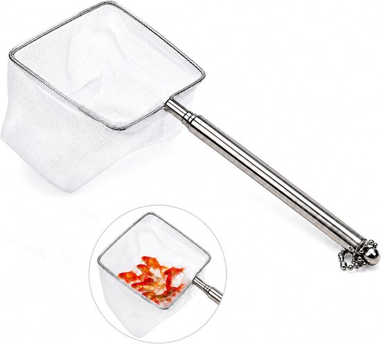Aquariumnet 8x8cm met 30cm uitschuifbare steel, voor visverzorging