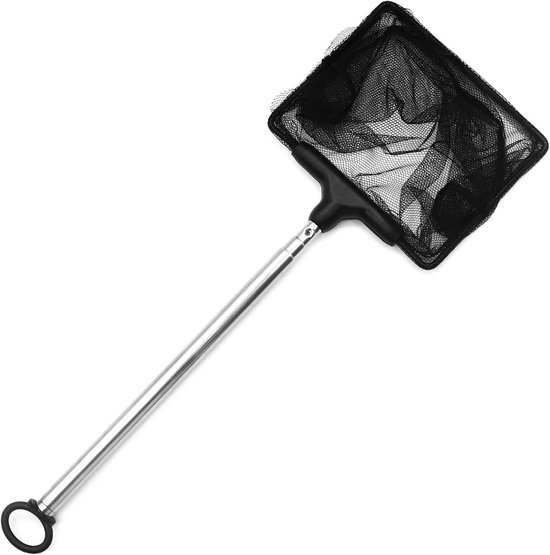 Aquariumvisnet - Nylon - 8 x 10 cm - Telescopisch met Roestvrijstalen Handgreep - Voor Aquariums en Zwembaden