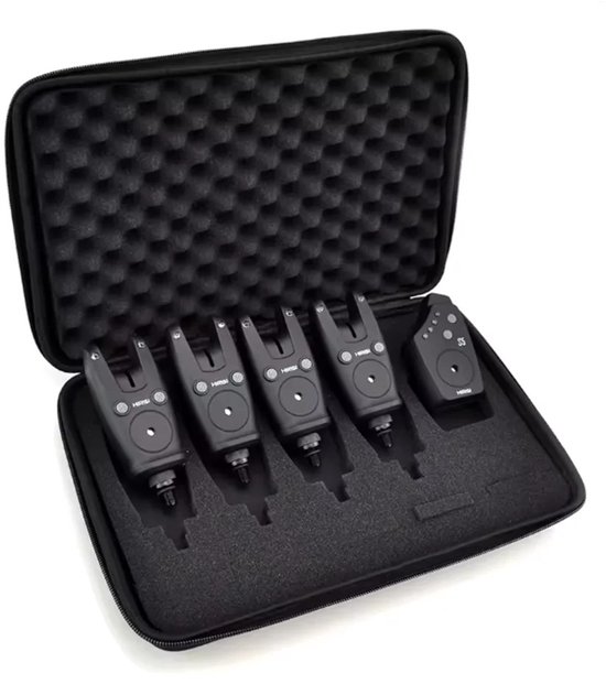 Archi S5 Draadloze beetmelder set – Hengelsport - Beetverklikkers met ontvanger – LED visalarm voor nachtvissen – Visaccessoires zwart