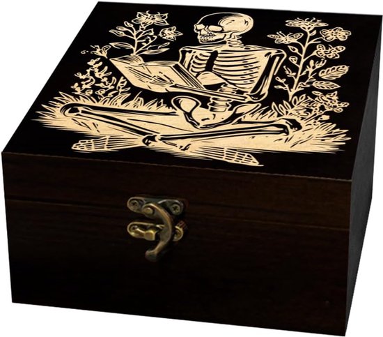 arricraft 1 stuks souvenirbox van hout, decoratieve opbergdoos in gothic stijl, gegraveerde houten herinneringsdoos met deksel voor het bewaren van herinneringen