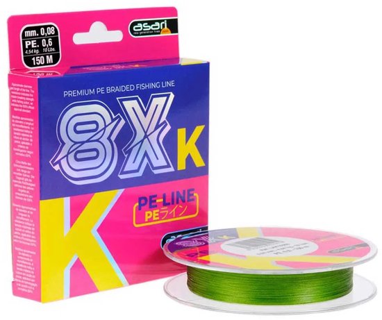 Asari K-8 Pe 8x 150 M Gevlochten Vislijn Transparant 0.250 mm van Merkloos