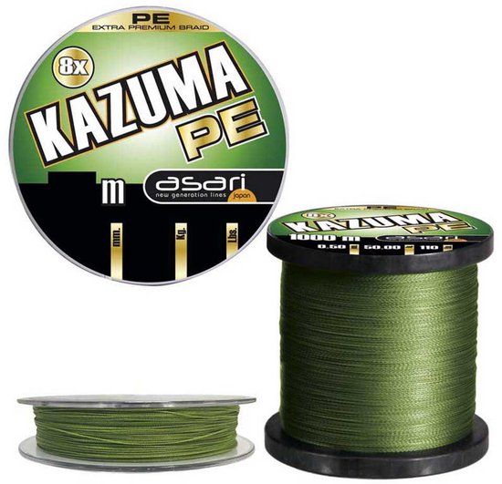 Asari Kazuma 8x Gevlochten Vislijn 150 M Groen 0.160 mm van Merkloos