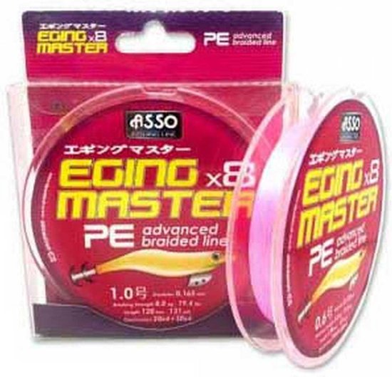 Asso 8x Eging Master 120 M Gevlochten Vislijn Transparant 0.148 mm van Merkloos