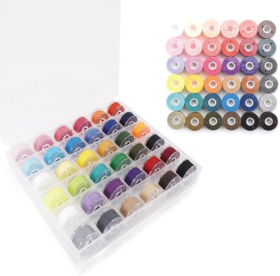 Assortiment van 36 Kleurige Voorgewonden Spoelen voor Naaimachines - Perfect voor Creatieve Projecten en Quilten