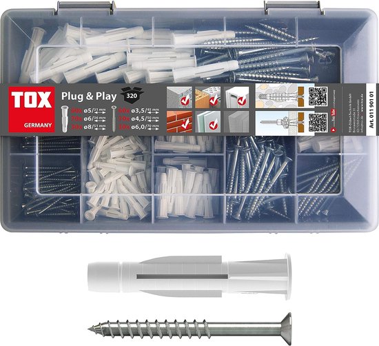 Assortimentskoffer, plug & play, plug-and-play, set met multifunctionele pluggen TRIKA 5x31 mm (60, 6x36 mm (70, 8x51 mm (30 stuks) + bijpassende schroeven, voor bijna alle bouwmaterialen van Asso