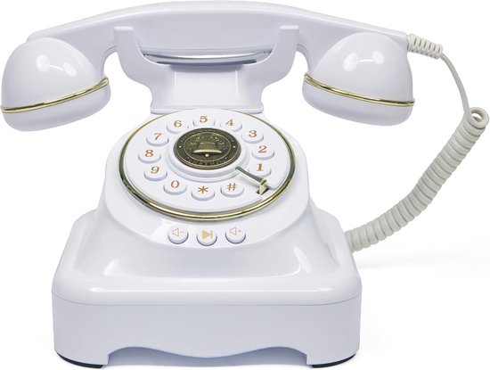 Audio gastenboek bruiloft telefoon gastenboek en bewegwijzering gast audio boodschap boek, vintage stijl voor bruiloft receptie, bruidsdouche, babyshower (02 parel wit)