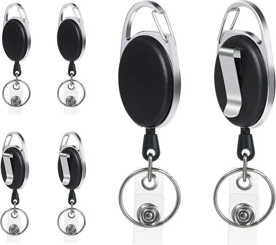 Badge Reel Set van 6 Stuks, Retractable ID Kaarthouder met Clips en Sleutelring voor Professioneel Gebruik van Merkloos