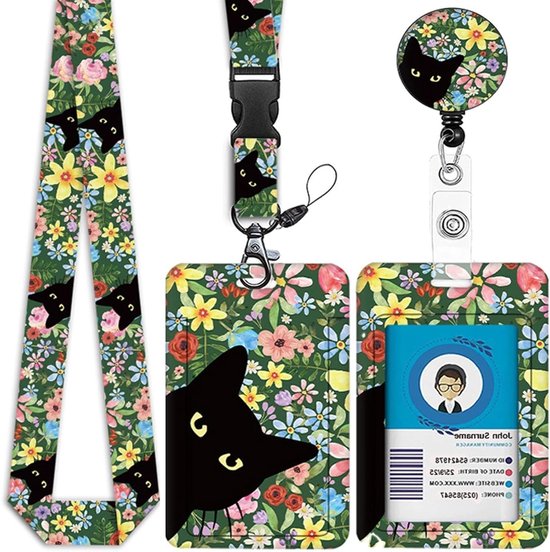 Badgehouder met Kattenpatroon, Uittrekbare Badge Reel met Carabiner Haak voor Werkers, Verpleegkundigen en Studenten van Merkloos