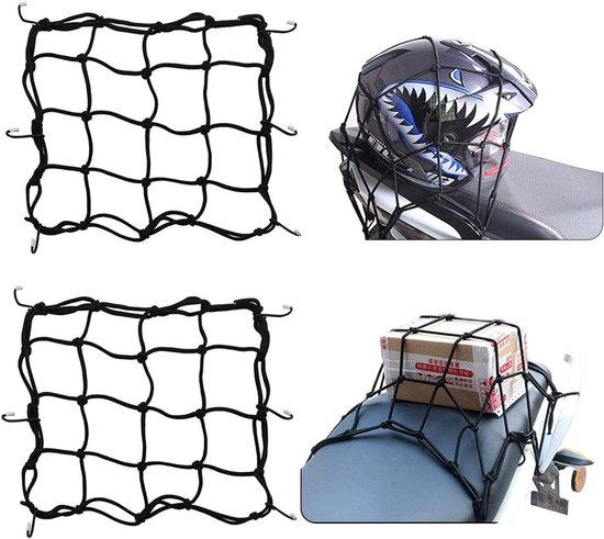 Bagagenet voor Motorfietsen en Fietsen Bagagenet Zwart 2 Stuks
