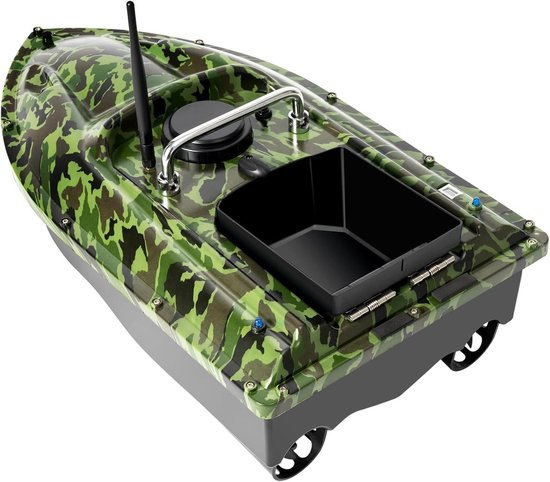Bait Boot - Voerboot Afstandsbediend - Vissen en Voeren - 500m Bereik Dubbele Motor - 49x27x16 cm - Groen