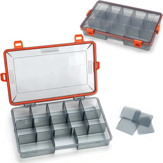 Bait Box voor Vissen met Handgreep en Verstelbare Vakken - Grote Opbergdoos voor Aas, Lood en Vistuig 27 x 16.8 x 2 inch