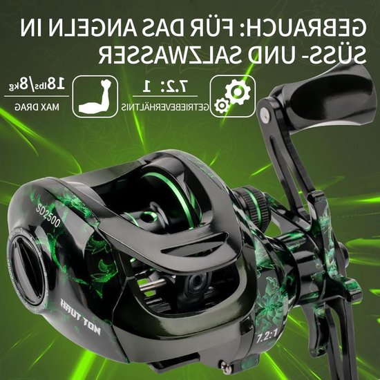 Baitcaster met magnetisch remsysteem voor zoet en zout water vissen - 18+1BB roestvrijstalen kogellagers - 7.1:1 ratio van Fish 'N' Mate