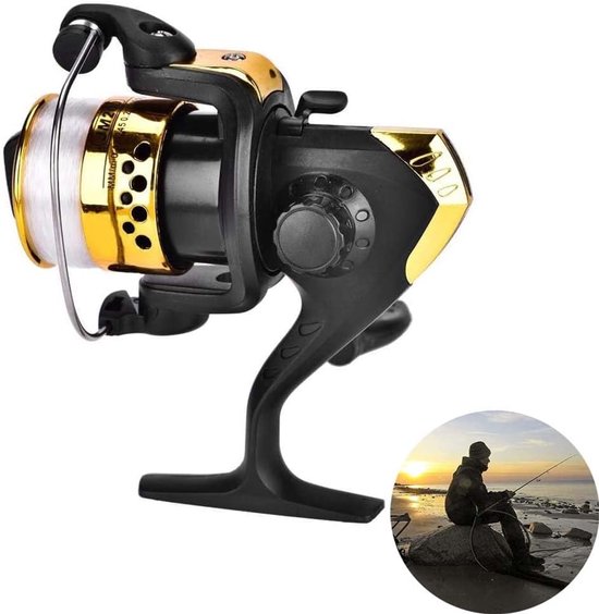 Baitcasting Fishing Reel - Metal Sea Baitcasting Fishing Reel - Freshwater Spincasting Reels - Spinning Fishing Reel - Large Basic Reel with Line for Professional Outdoor Fishing (Goud) van Merkloos