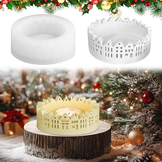 Bakvorm voor huizen, siliconen vormen voor huizen, doe-het-zelf kerstvorm voor het plaatsen van kaarsen, gips, woondecoratie