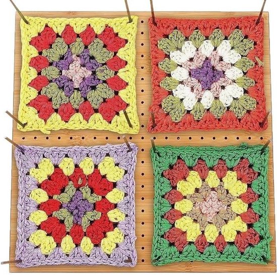 Bamboe Haakblok Plaat 11.4x11.4" voor Haken en Breien - Ideaal voor Moeders en Grootmoeders, Inclusief 20 Pinnen en Haakaccessoires van Merkloos