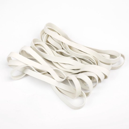 banden, 20 stuks, wit, grote elastische rubberen ringen, 20 x 1 cm breed, rubberen band, rubberen spanband, vuilnisbanden, voor kantoor, thuis, schoolbenodigdheden