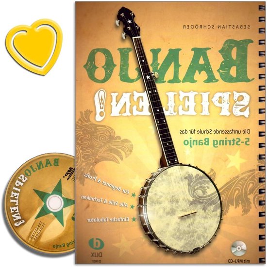 Banjo lesboek - 5-snarige banjo - Muziek leren spelen - Meer dan 300 luistervoorbeelden - 150 illustraties - Kleurrijk