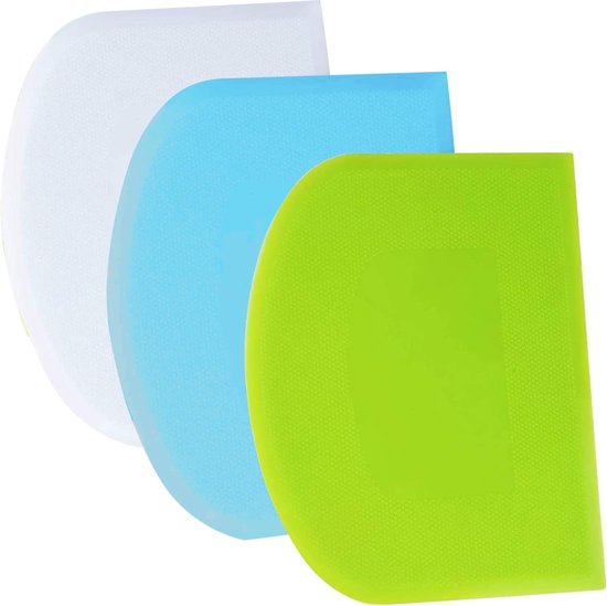 Bankschraper flexibel - SURDOCA 3 stuks BPA-vrije PE plastic kom schraper, scherpe rand en hoeken deegsnijder. Antislip keuken bakken spatel schraper, bakken Caking Lovers' Gift, kleur 36