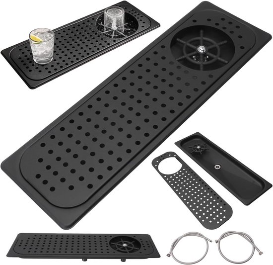 Bar Sink met Glazen Spoeler, RVS Bekerspoeler, Ideaal voor Bar en Café, Hoogdruk Reiniging met Afvoer en Afvoerschotel, Compact en Duurzaam van Merkloos