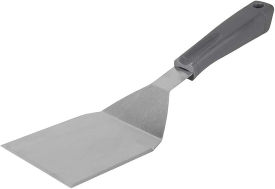 - Barbecueschaaf - Lange roestvrijstalen spatel voor grillplaat, lange roestvrijstalen schraper voor grillplaat - Kunststof handvat - Lengte: 34,5cm - Roestvrij staal