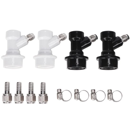 Barrel Fittings - 4 pcs Threaded Connectors met Clamps - Barrel Coupling Adapters en Plastic Line Adapters - Compatibel met Pin Locking Systemen en Concept Kit van Merkloos