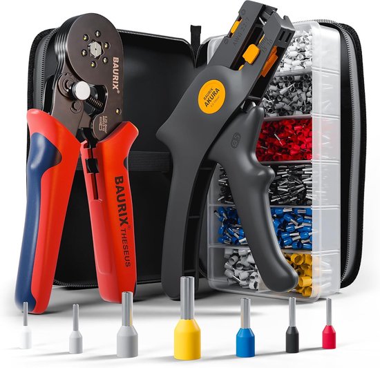 BAURIX® Ferrule Pliers Hexagon & Wire Stripper + 2000 Sleeves - ShopVlot