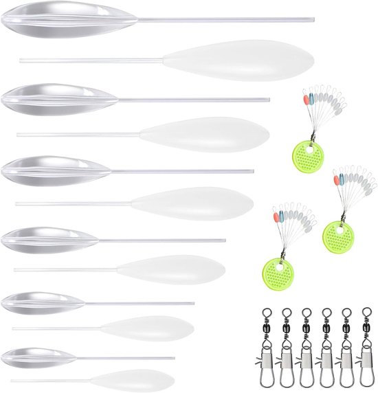 BDHYYM 21 stuks Sbirolino Set, 6X Spirolino zinkend 6X Sbirolino drijvend (6g 8g 10g 12g 15g 20g), 6X drievoudige - ShopVlot