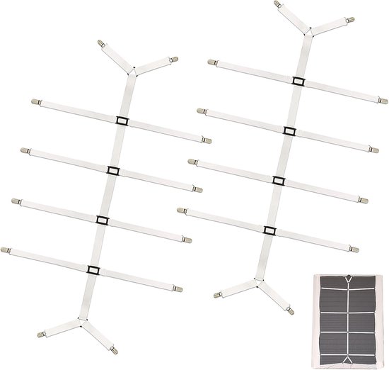 Bedlakenspanner - Wit - 120-250 cm - Verstelbare Elastische Lakenspanner met Metalen Clip - Voor Beddengoed en Tafeldoeken