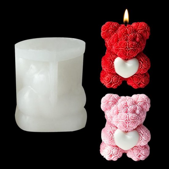 Beer Vorm Kaars Mal, Liefde Beer Zeep Siliconen Mallen, Kaars Epoxy Mold Hars Gietvorm voor DIY Kaars Maken Aromatherapie Wax Soaps Polymeer Klei Woondecoratie (Wit)