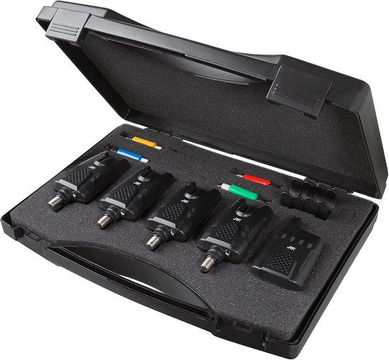 Beetmelder Set - Vissersuitrusting Waarschuwing - Karper Vissen - Draadloos Met Ontvanger - 4+1 Stuks - Zwart